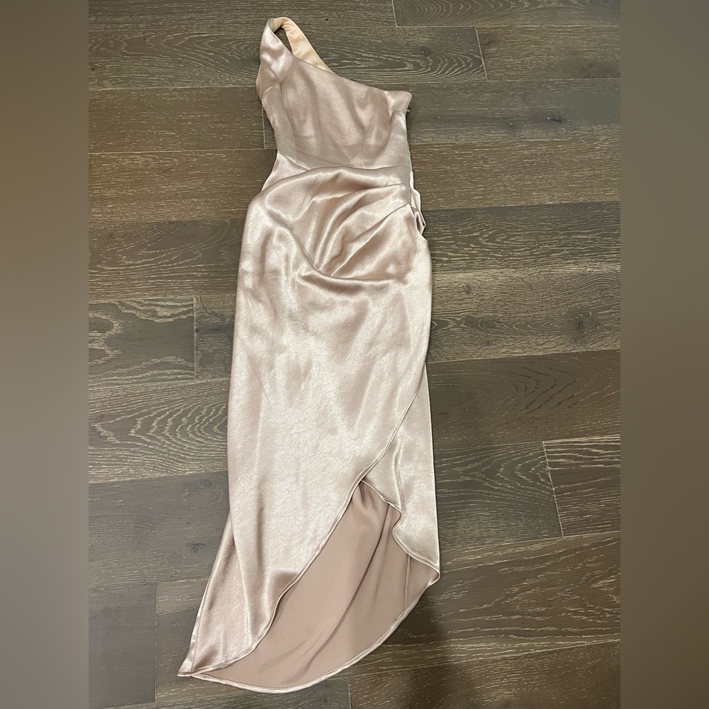 Champagne bridesmaid dress.
